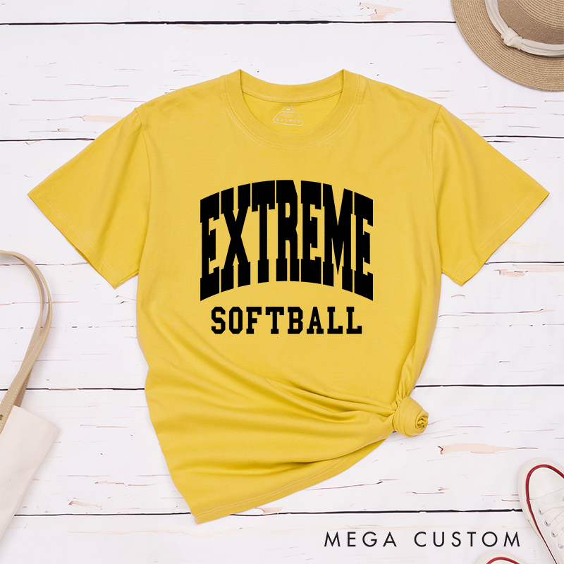 Personalized Customizable Team Softball T-Shirt Design Featuring Bold Team Name Text and Black Softball Lettering for a Sporty and Unique Look