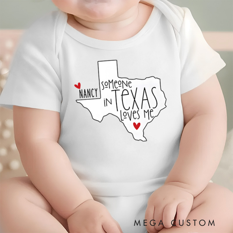 Personalized Someone in Texas Loves Me Baby Onesie Funny Baby Gift