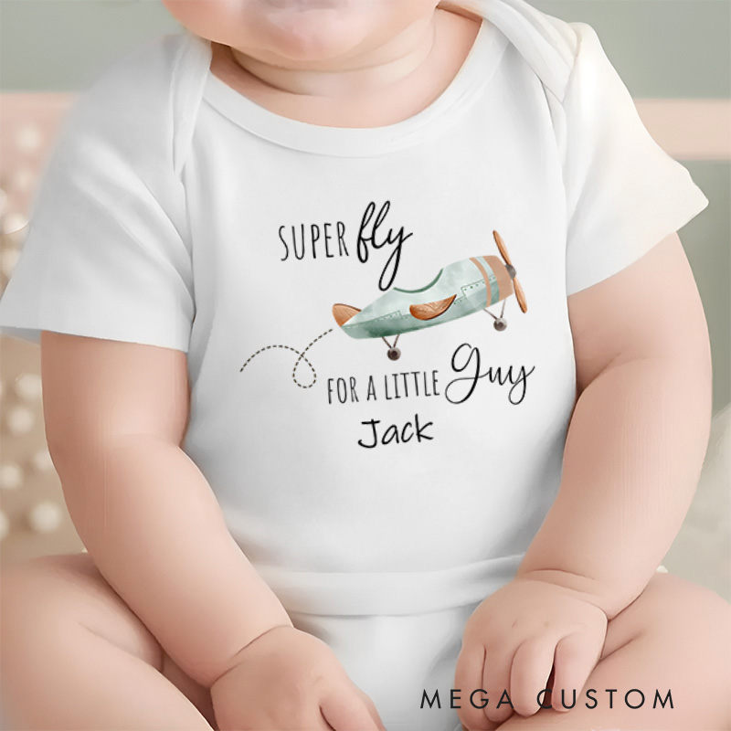 Personalized Super Fly for a Little Guy Airplane Baby Bodysuit Cute Baby Gift