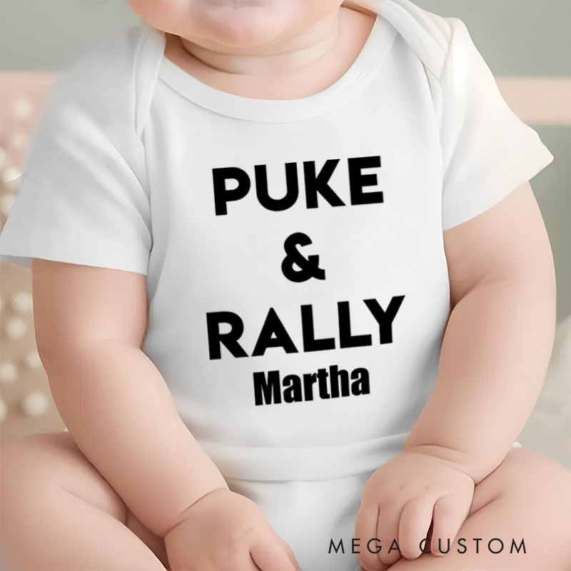 Personalized Puke and Rally Baby Onesie Baby Shower Gift