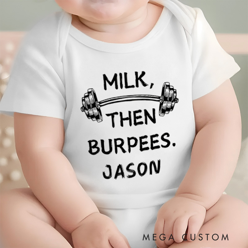 Personalized Milk Then Burpees Baby Onesie Baby Shower Gift Ideas for New Parents