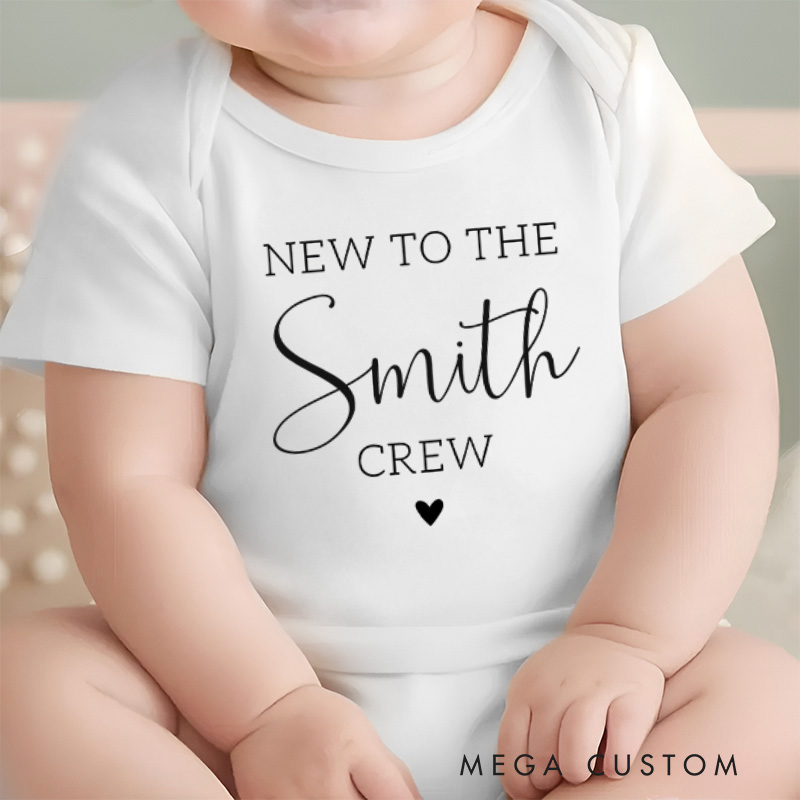 Personalized New to the Crew Baby Onesie Baby Shower Gift 
