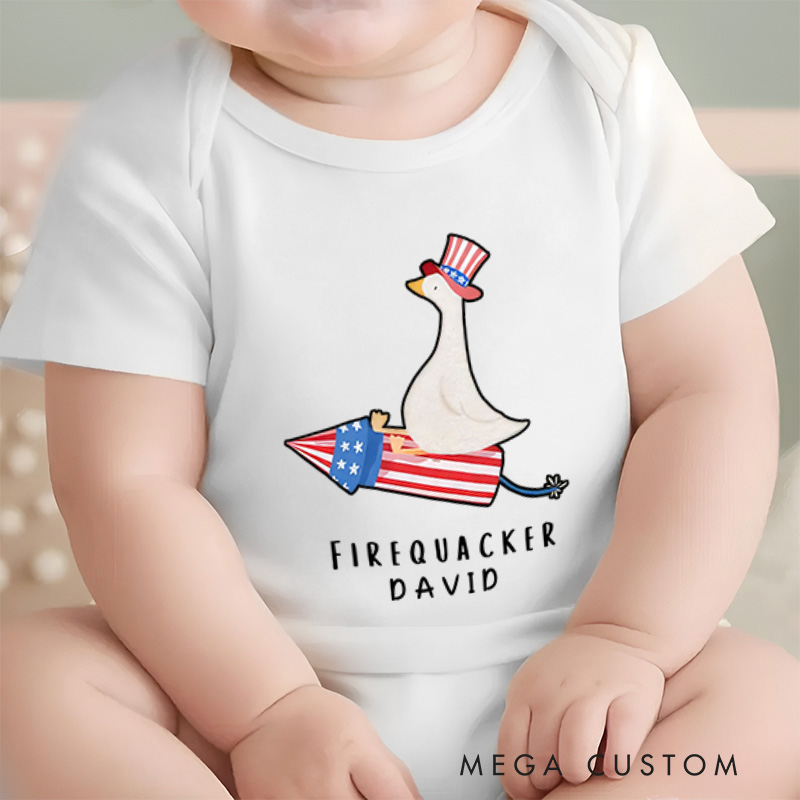 Personalized Funny Fourth Of July USA Goose Baby Onesie Independence Day Baby Gift