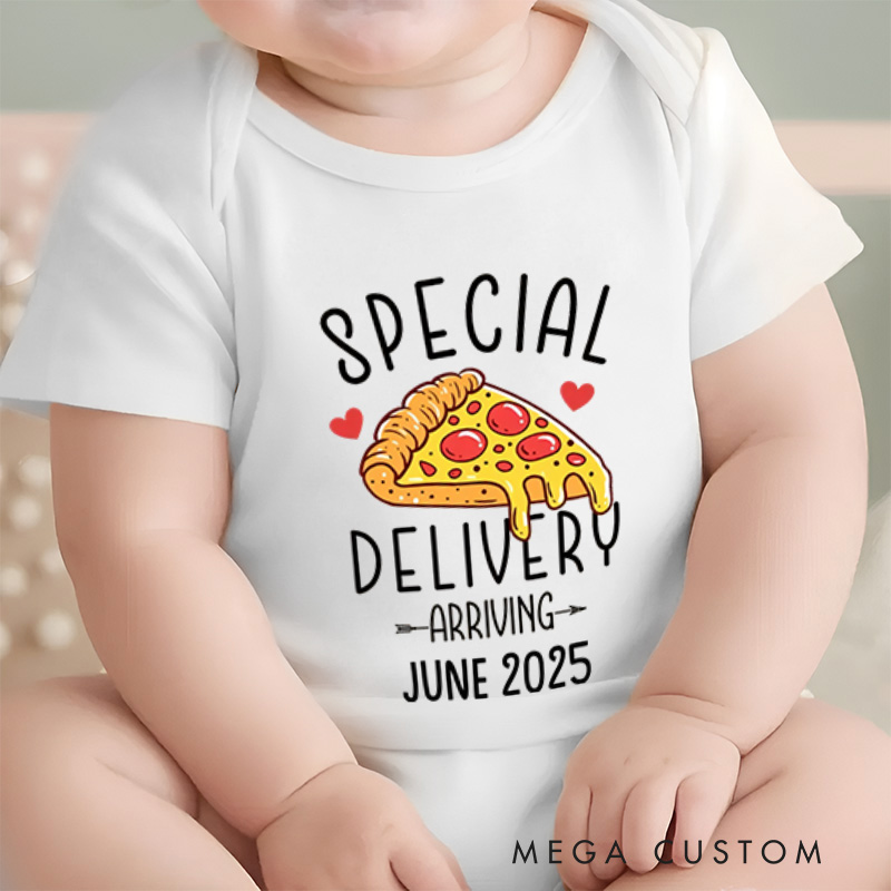 Personalized Special Delivery Pizza Baby Onesie Baby Shower Gift Birthday Gift for Baby