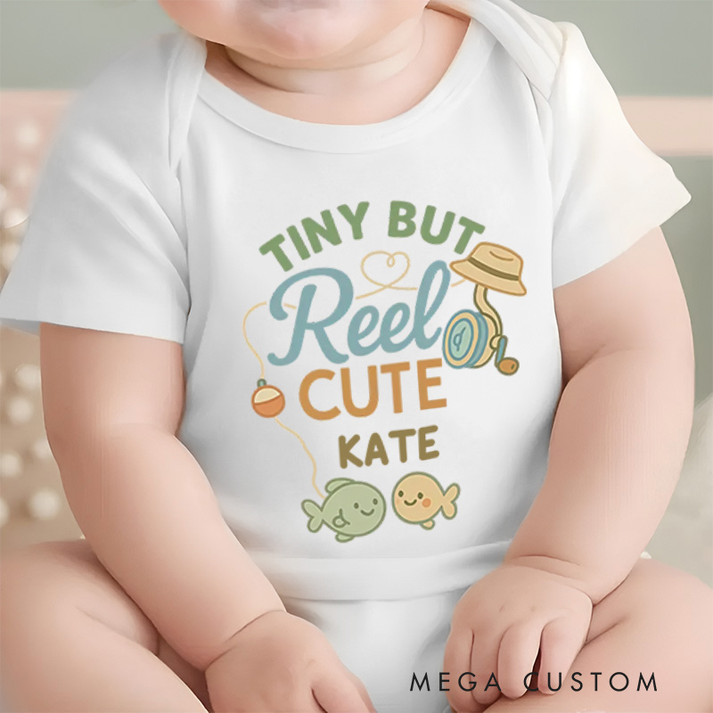 Personalized Tiny But Reel Cute Baby Onesie Fishing Baby Gift New Baby Girl Boy Gift
