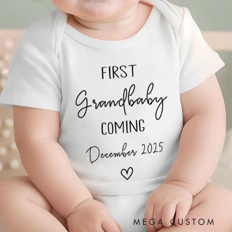 Personalized First Baby Announcement Baby Onesie Pregnancy Reveal Gift for Parents