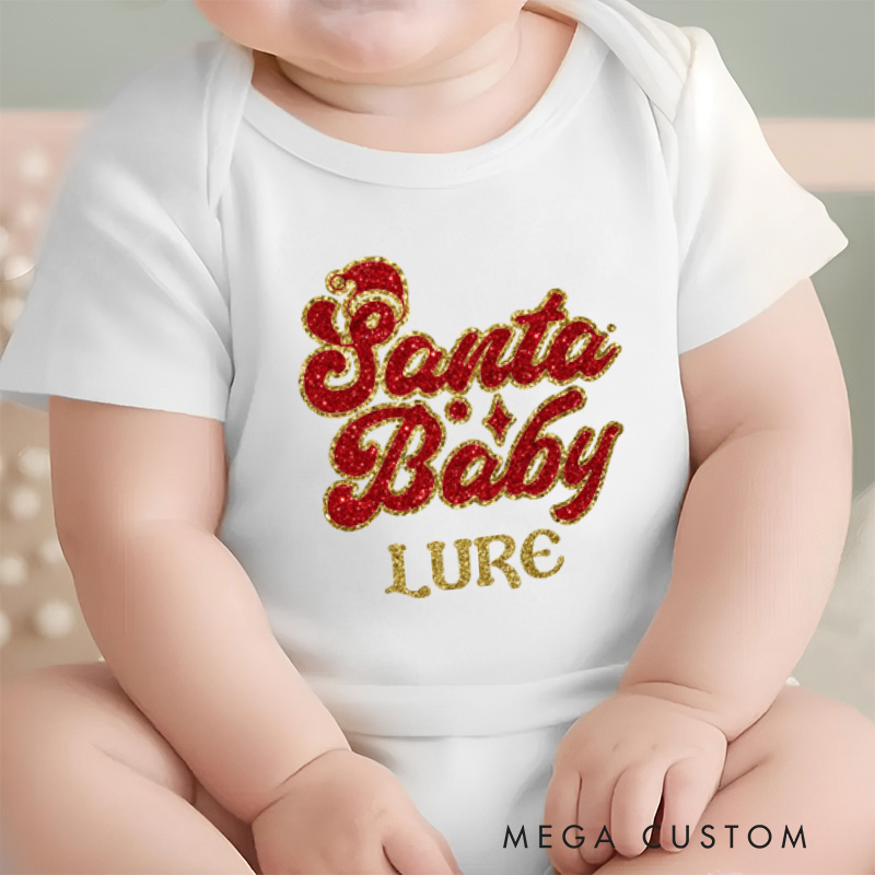 Personalized Christmas Santa Baby Onesie With Your Name Baby Christmas Gift