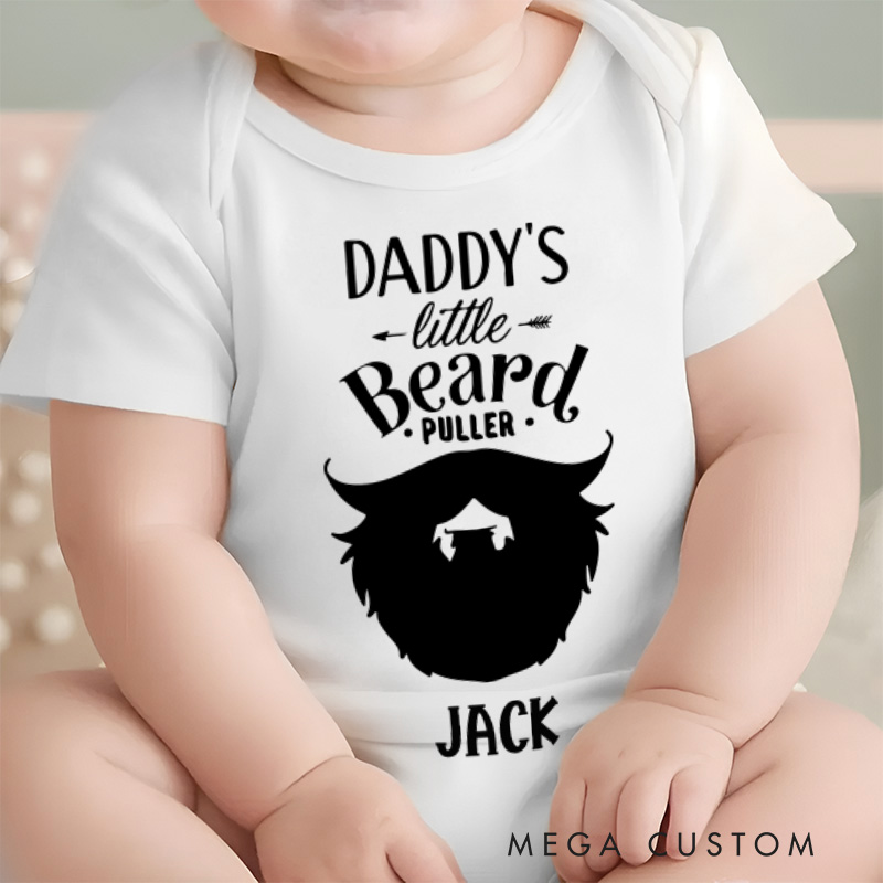 Personalized Daddy's Little Beard Puller Baby Onesie Funny Father's Day Gift