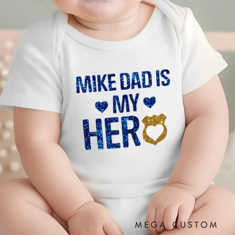 Personalized Daddy Is My Hero Baby Girl Police Daddy Baby Onesie Father's Day Gift