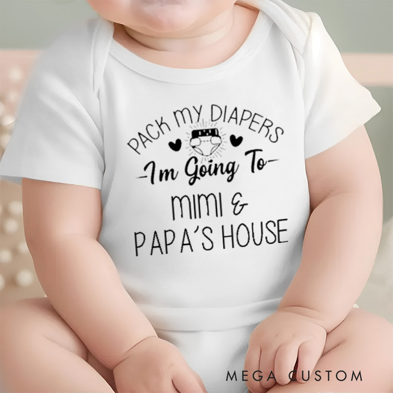 Personalized Pack My Diapers I'm Going To Baby Design for Little Adventurers Baby Onesie