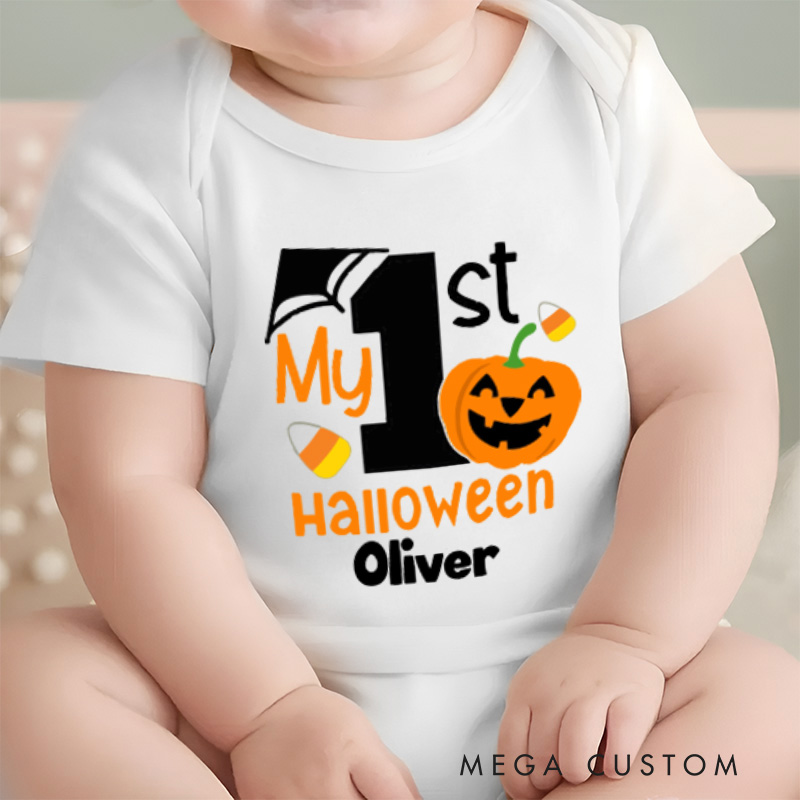 Personalized 1st Halloween Funny Baby Onesie  First Halloween Pumpkin Baby Onesie Halloween Gift