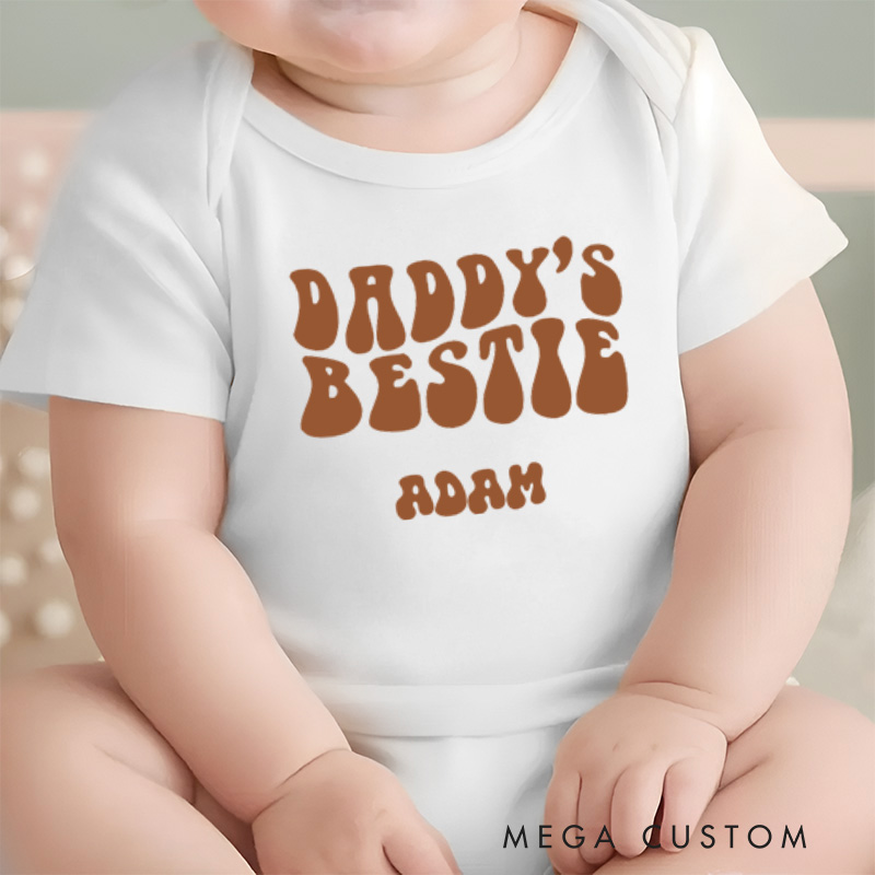 Personalized Daddy's Bestie Cute and Heartwarming Design Celebrating the Special Bond Between Dad and Child Baby Onesie
