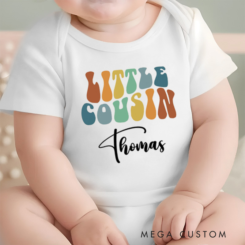 Personalized Little Cousin Inspired Colorful Celebrating the Special Bond of Family Baby Onesie