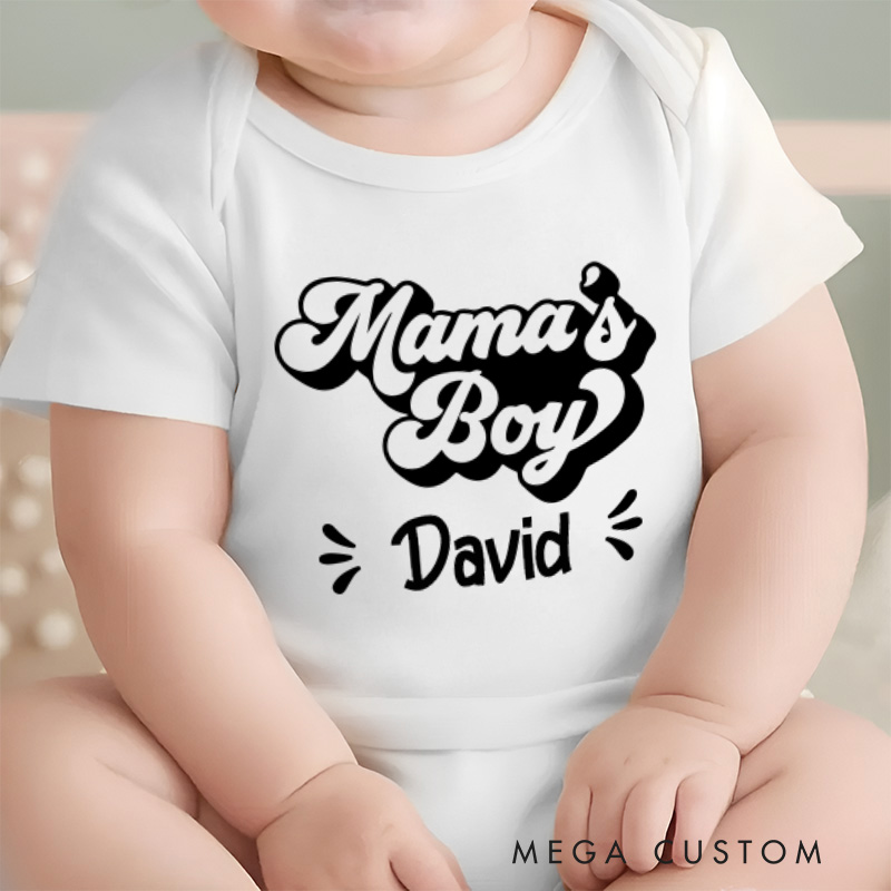 Personalized  Mama's Boy Baby Onesie Retro Boys Onesie Baby Gift for New Mom