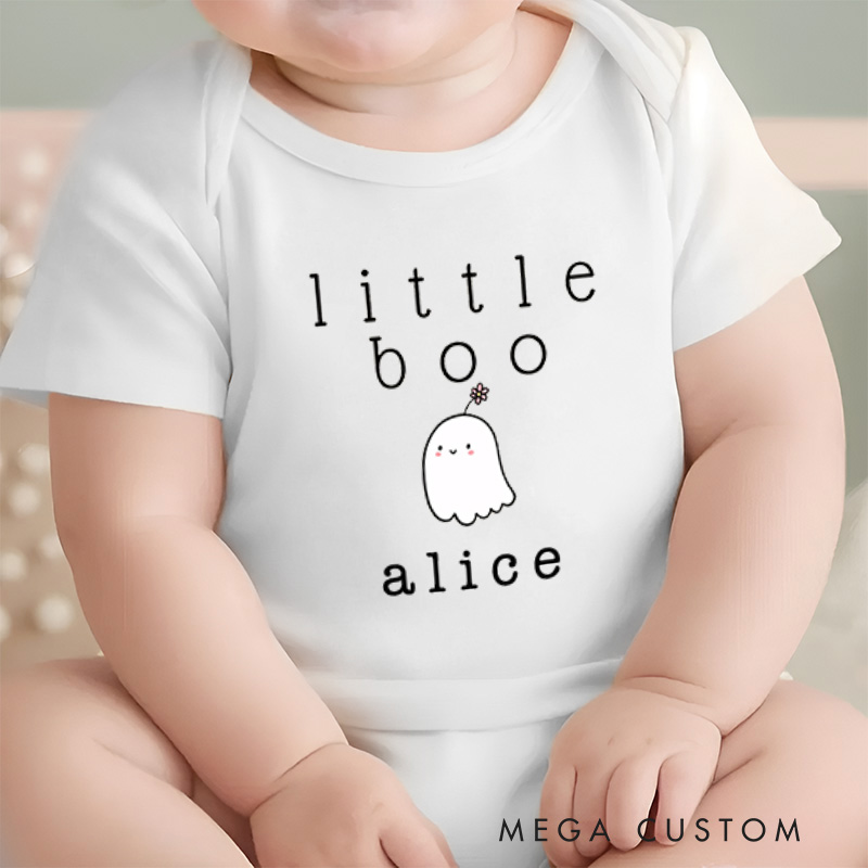 Personalized Little Boo Baby Onesie with Your Name Halloween Baby Gift