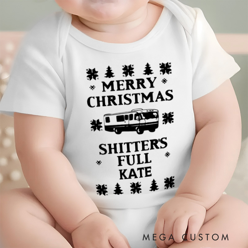 Personalized Merry Christmas Shitter's Full Baby Onesie Ugly Christmas Vacation Baby Onesie Newborn Gift