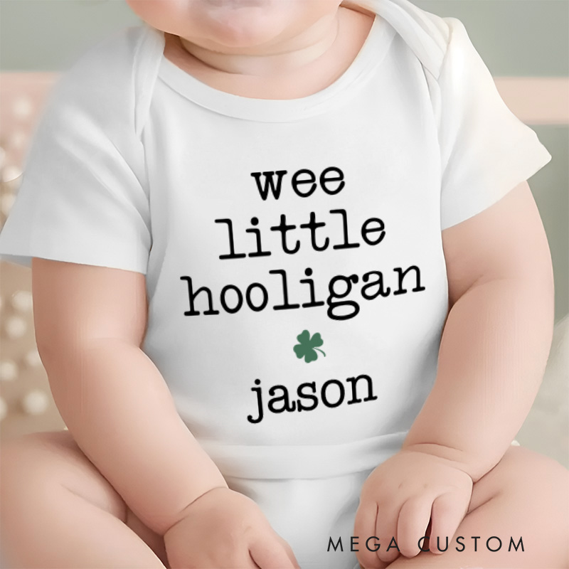 Personalized Wee Little Hooligan Baby Onesie St Patrick's Day Baby Onesie Natural Irish Baby Gift