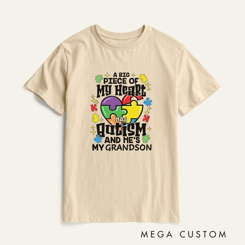 Personalized A Big Piece Of My Heart T-Shirt Autism Awareness Gift