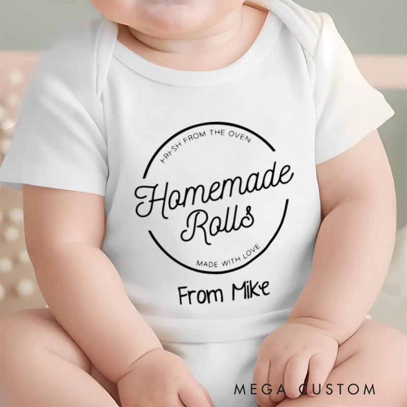 Personalized Homemade Rolls Baby Onesie Cute Thanksgiving Natural Baby Onesie