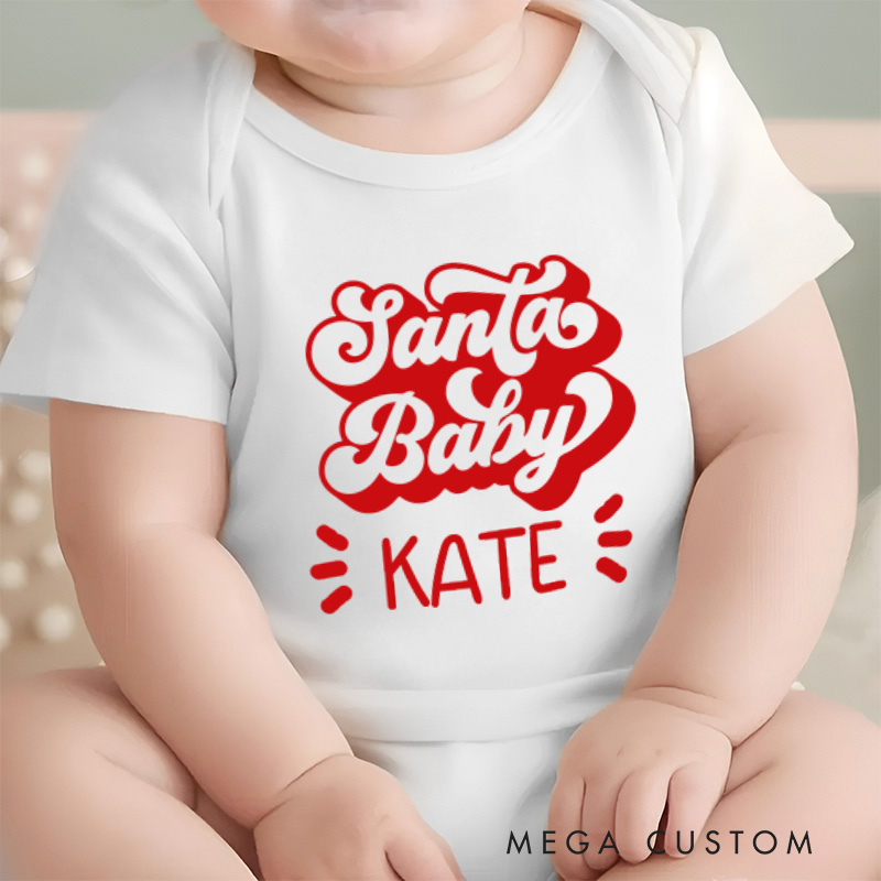 Personalized Christmas Rerto Santa Baby Super Baby Onesie Christmas Baby Gift