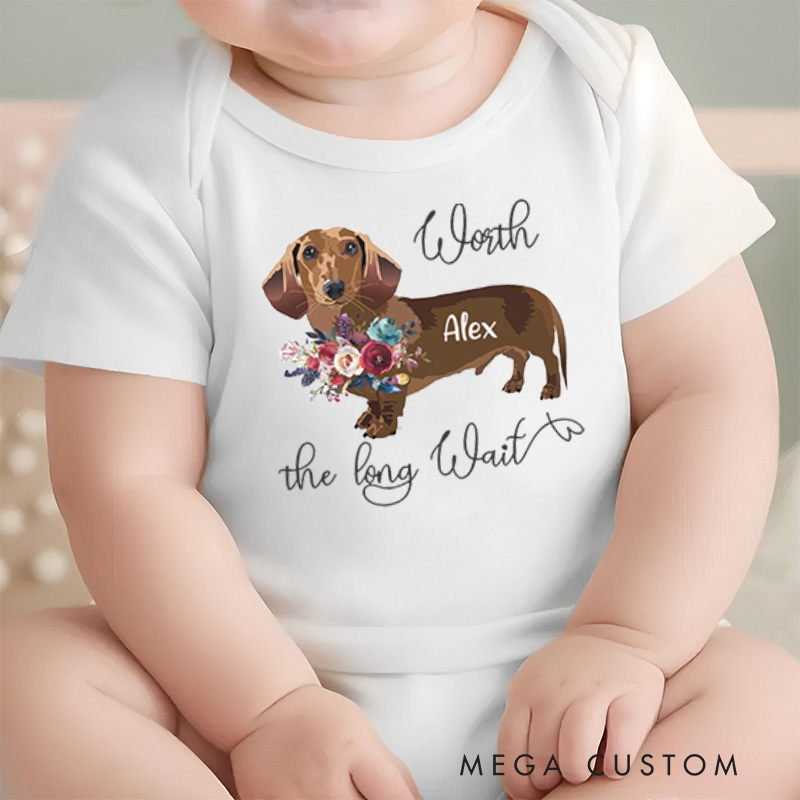 Personalized Worth the Long Wait Floral Accents for Dog Lovers and Pet Enthusiasts Baby Onesie