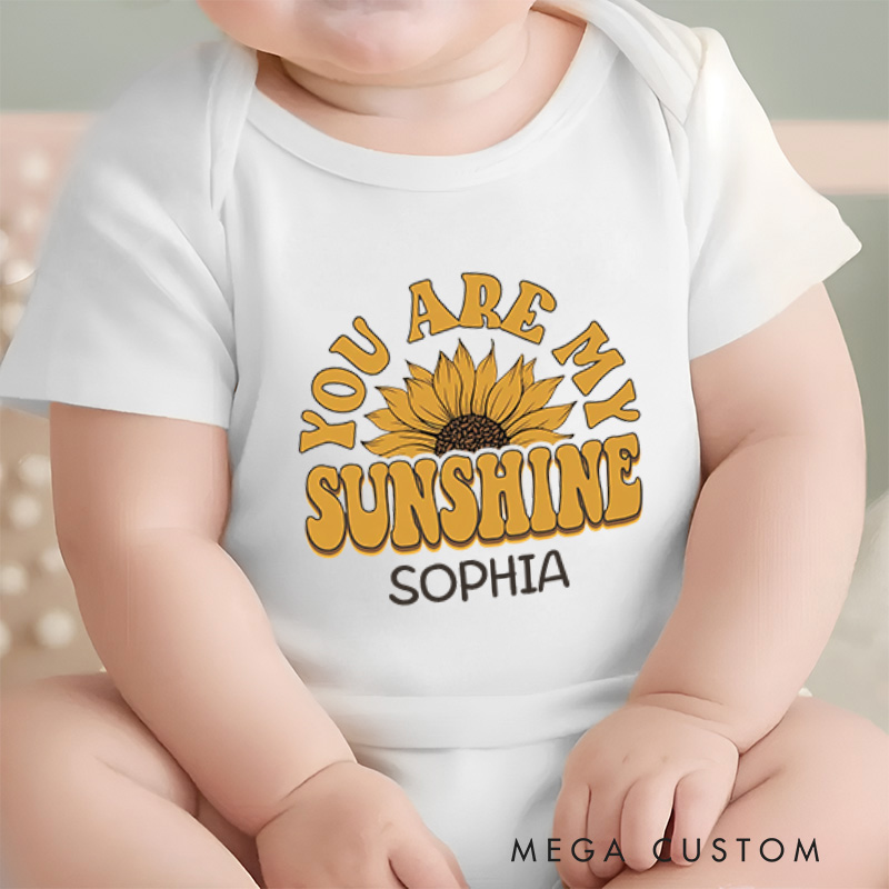 Personalized You Are My Sunshine Baby Onesie Boho Sunflower Onesie Baby Shower Gift
