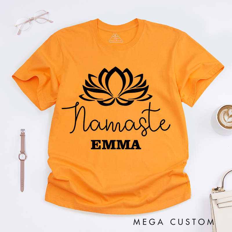 Personalized Lotus Flower T-Shirt Comfort Colors Girly T-Shirt Trendy Tee Cute Meditation Gift Shirt Graphic Tee Spiritual Yoga Shirt