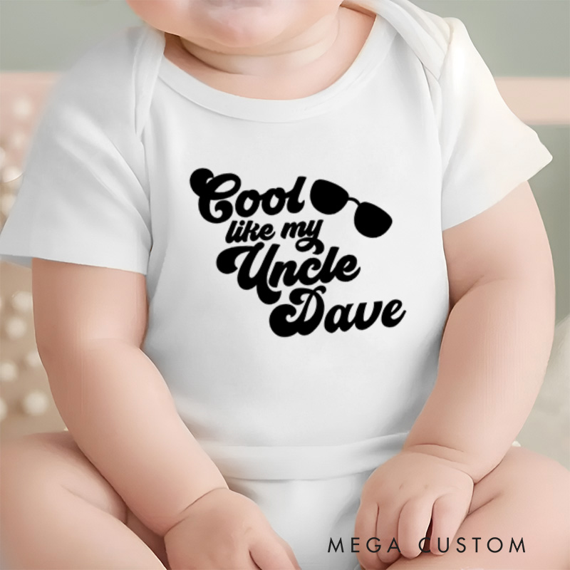 Personalized Cool Like My Uncle Fun and Stylish Design with Sunglasses Celebrating the Coolness of Family Bonds Baby Onesie