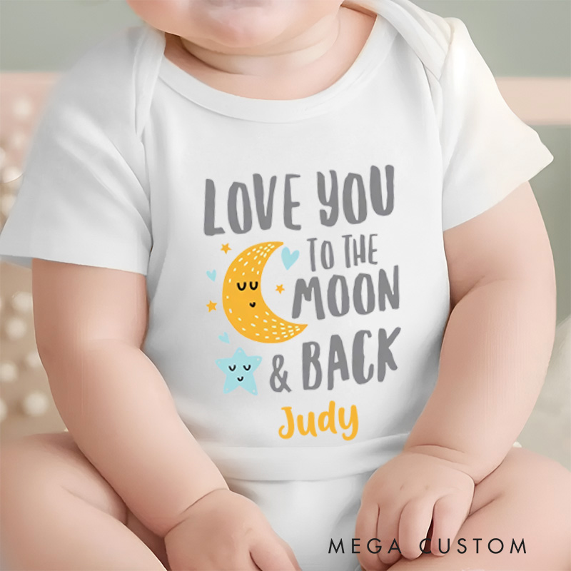 Personalized Love You to the Moon and Back Baby Onesie Birthday Gift for Baby