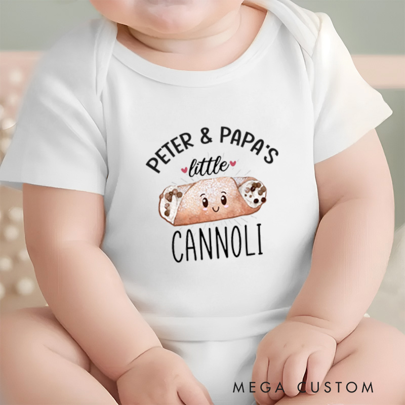 Personalized Someone & Papa's Little Cannoli Cute and Playful Dessert for Family and Food Lovers Baby Onesie