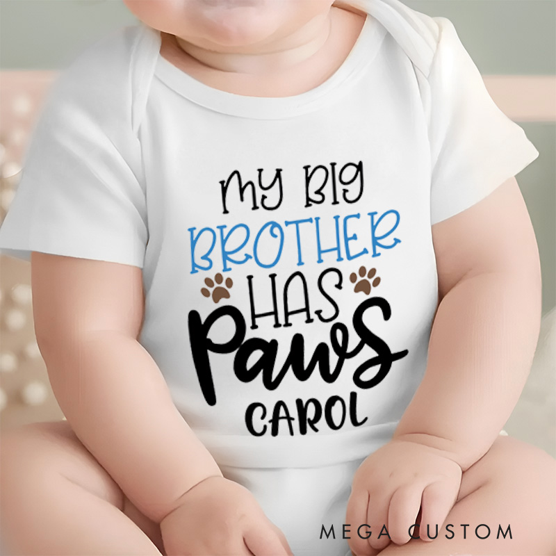 Personalized Baby My Big Brother Has Paws Dog Onesie Newborn Baby Gift