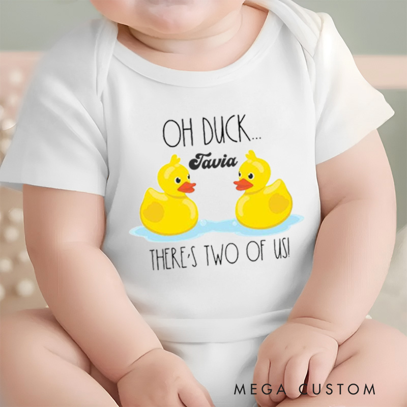 Personalized Oh Duck... There's Two of Us! Cute and Playful Twin Baby Onesie