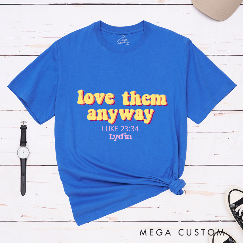 Personalized Luke 23:34 Classic T-Shirt Bible Verse Cotton Shirt with Custom Name Christmas Easter Gift for Women and Men