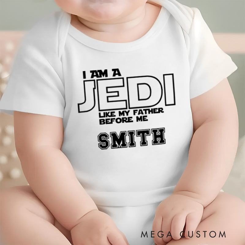 Personalized I Am a Jedi Like My Father Before Me Baby Onesie