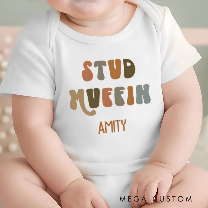 Personalized Stud Muffin Baby Onesie Baby Shower Gift