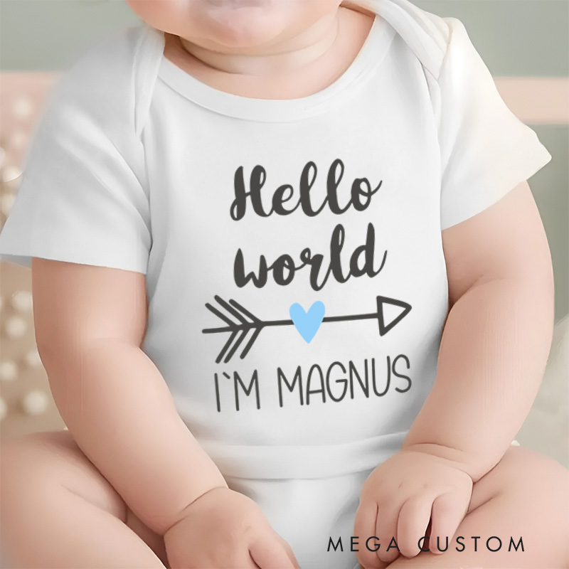 Personalized Hello World Baby Onesie Baby Shower Gift