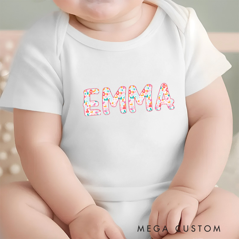 Personalized Floral Pattern Letter Design for Personalized Gifts Baby Onesie