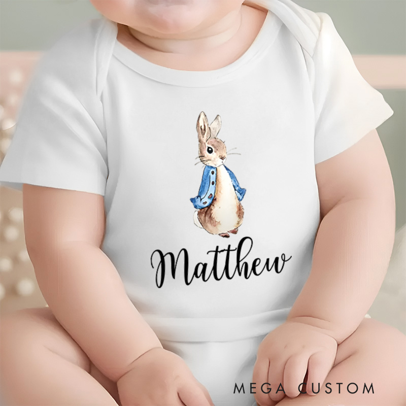 Personalized Name Cute Bunny Easter Baby Onesie Gift for Baby