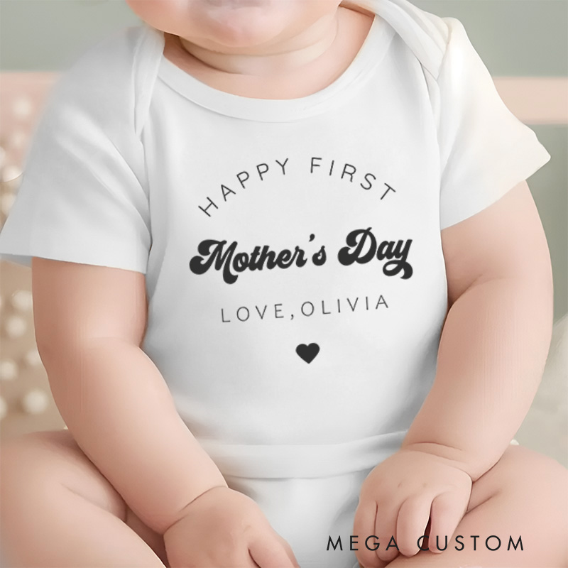 Personalized Happy First Mothers Day Baby Onesie Newborn Gift