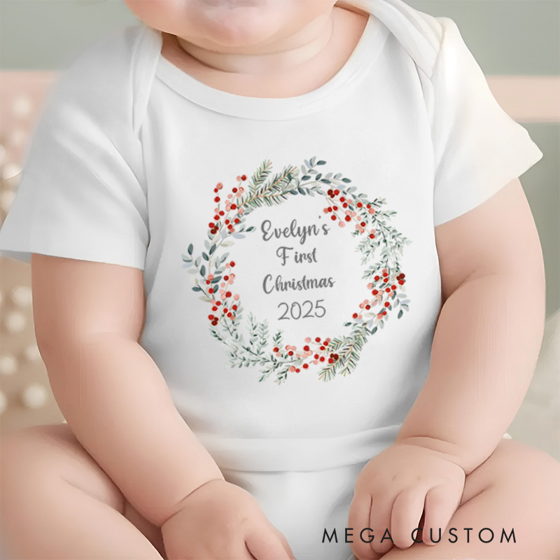 Personalized Baby’s First Christmas Baby Onesie Newborn Gift