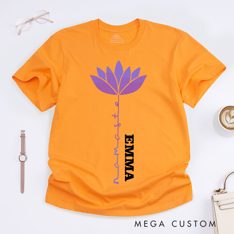 Personalized Yoga Lotus T-shirt Yoga Sports T-shirt Yoga Instructor T-shirt Women Yoga Gift