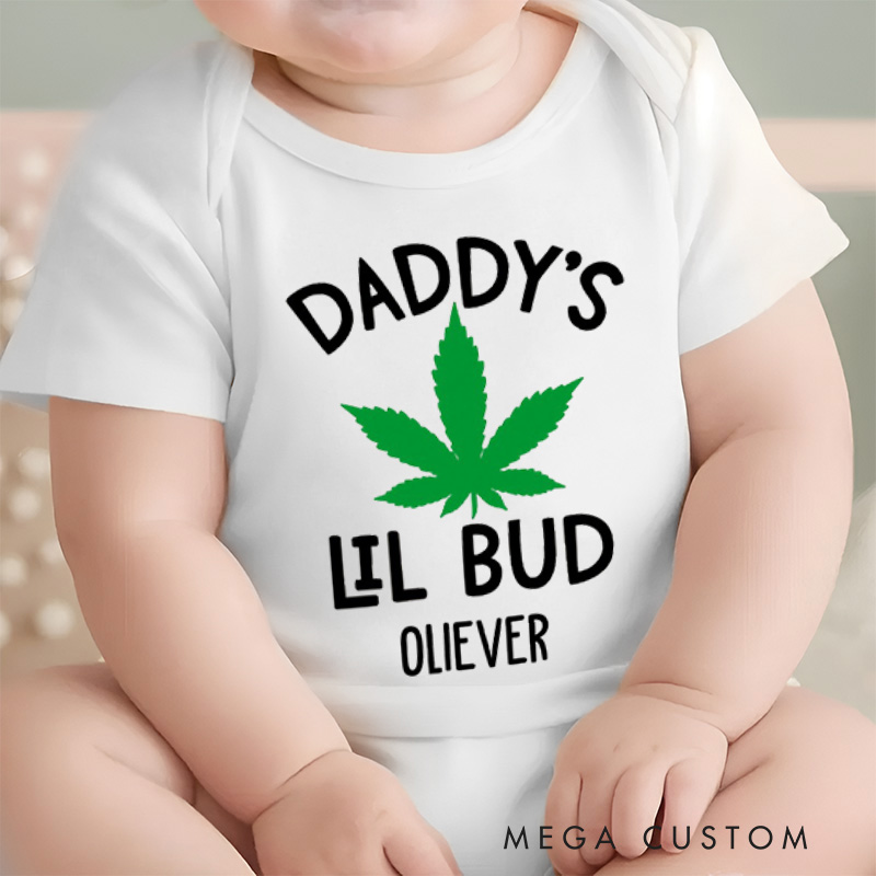Personalized Daddy's Lil Bud Baby Onesie Funny Baby Gift