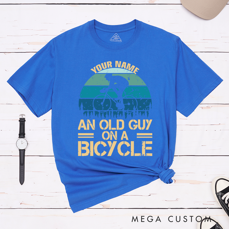 Personalized Cyclist Silhouette T-Shirt with a Retro Landscape Design for Outdoor Adventures Riding Cycling Biking Enthusiasts