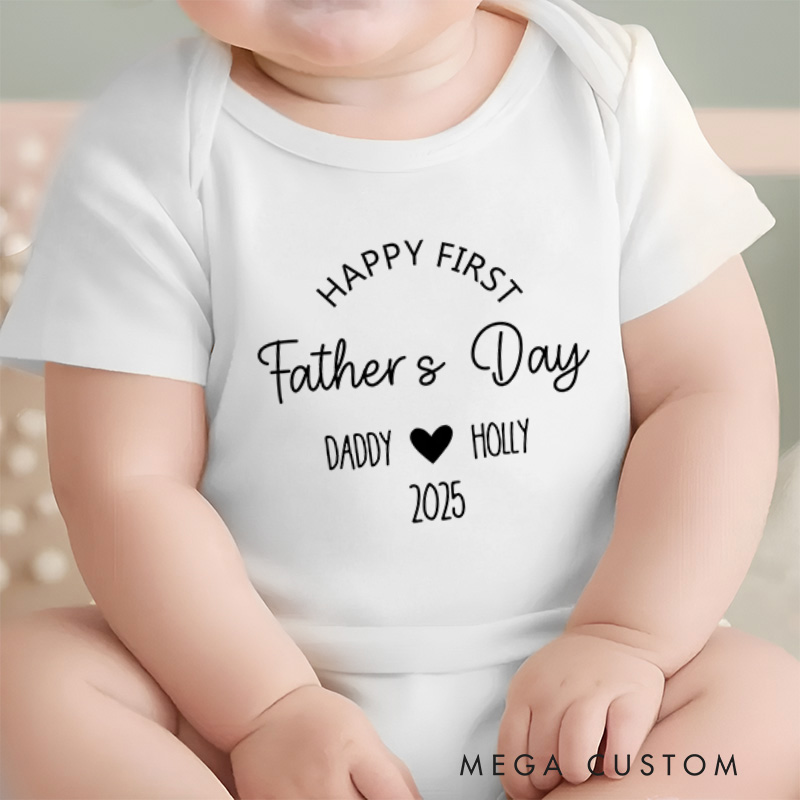 Personalized Happy First Father's Day Baby Onesie Gifts for Dad from Baby