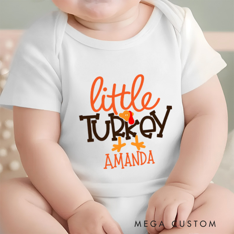 Personalized Thanksgiving Little Turkey Baby Onesie Gift for New Baby