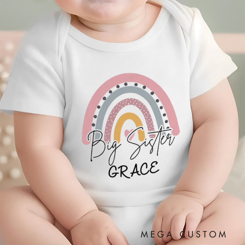 Personalized Cute Rainbow Big Sister Baby Onesie New Sister Gift Nursery Gift