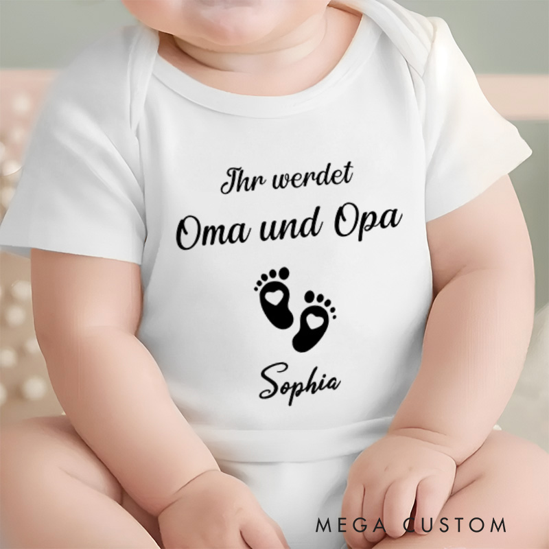 Personalized Ihr werdet Oma und Opa Baby Onesie Gift for Baby Pregnancy Announcement Gift
