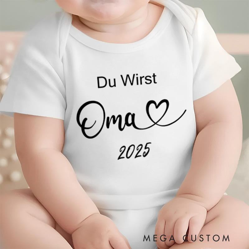 Personalized Du wirst Oma Baby Onesie New Baby Girl Boy Gift Pregnancy Announcement Gift