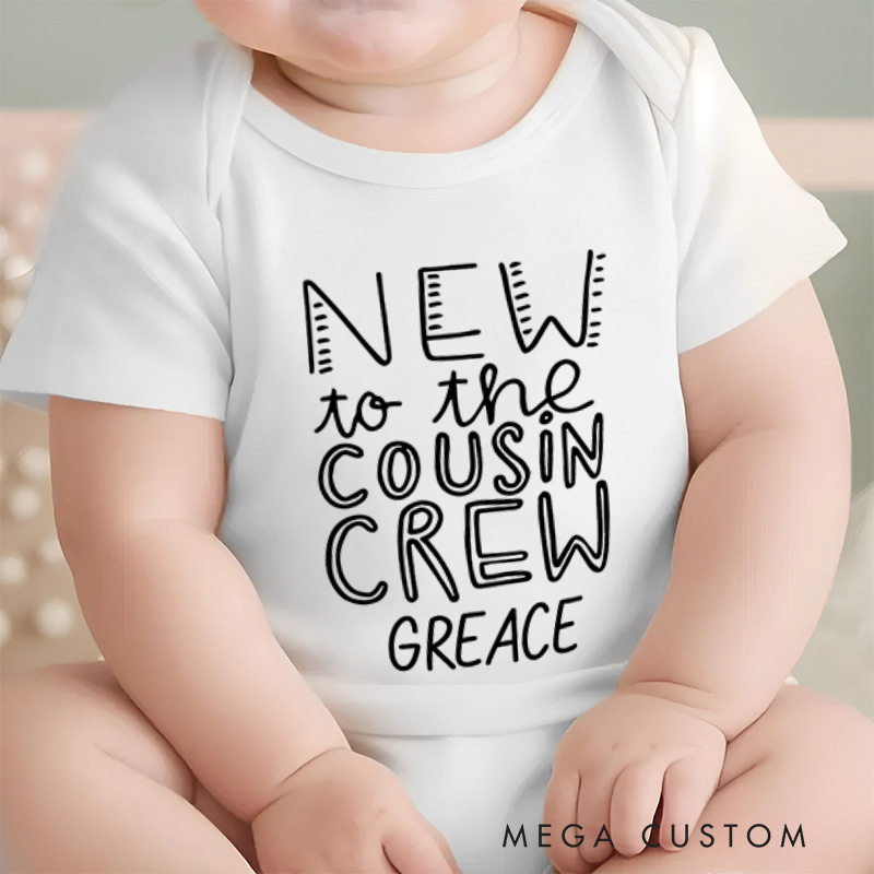 Personalized New To The Cousin Crew Baby Onesie Baby Shower Gift Cousin Announcement Gift