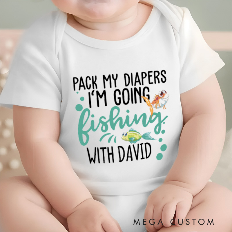 PersonalizedPack My Diapers I'm Going Fishing With Daddy  Baby Onesie Newborn Gift